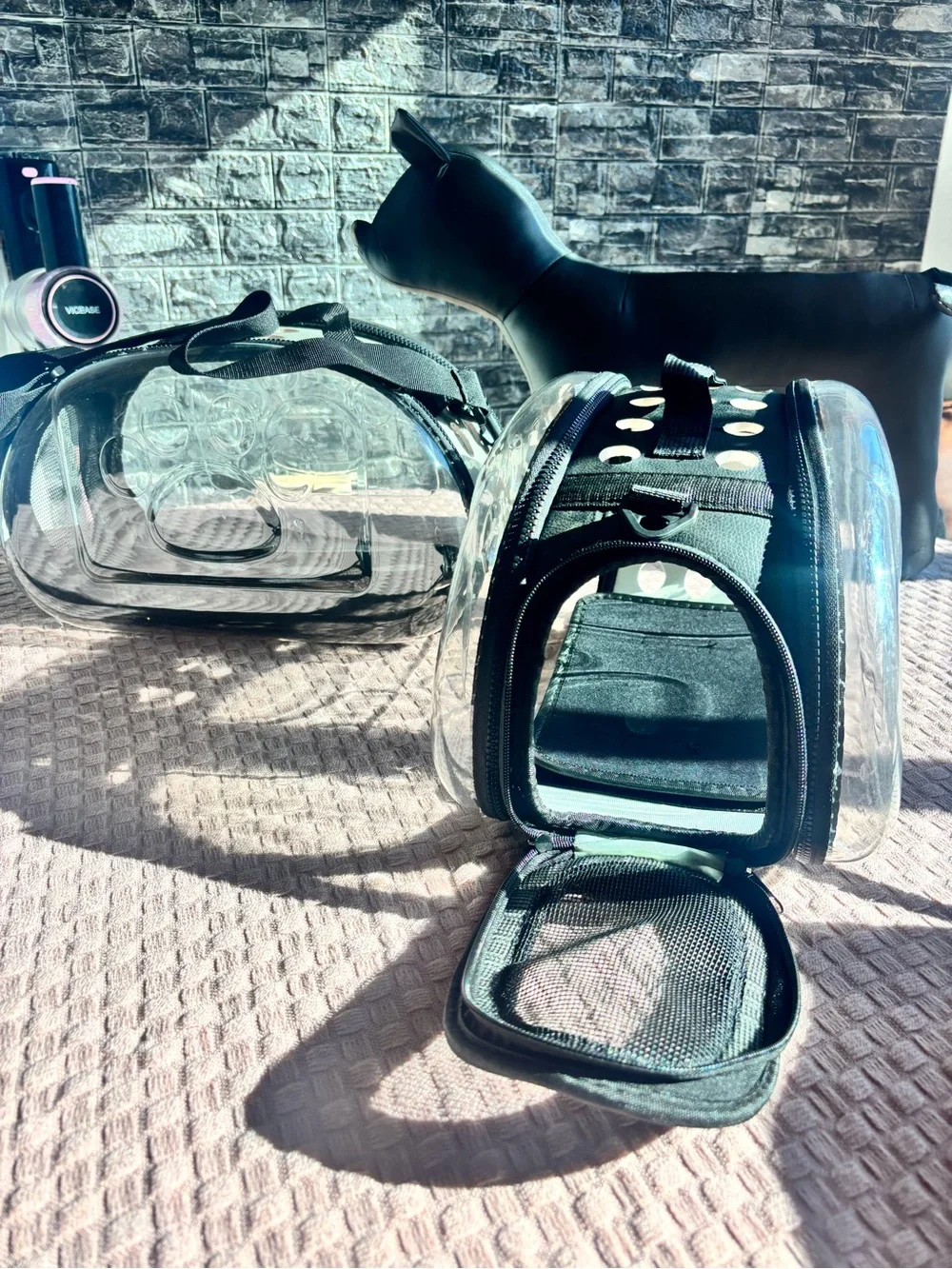Transparent Black PET Carrier Backpack with Clear Front!! SHOULDER STRAP ❗️🐾😍